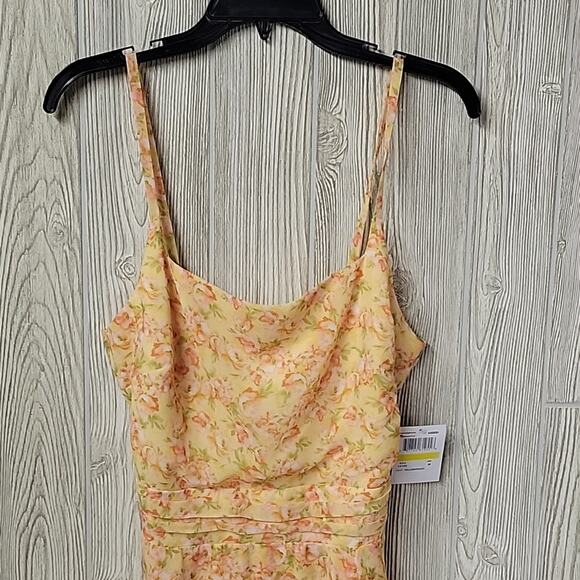 Morgan and Co. Juniors Mini Dress With Layered Skirt Yellow Peach Size M NWT - Picture 2 of 13